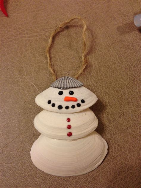 Snowman Seashell Ornament We Are So Making These Seashell Christmas