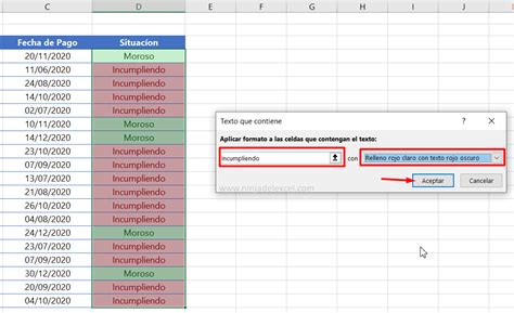 Formato Condicional De Texto En Excel Ninja Del Excel