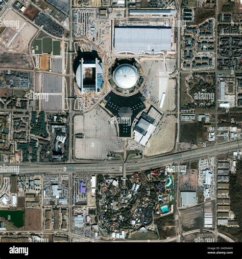 Sports Stadium Satellite Image Of The Reliant Astrodome Round White Upper Centre A Stadium