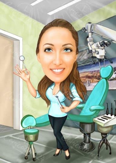 Personalized Caricatures For Dentist Cartoon Caricature Painting Dentist Caricature