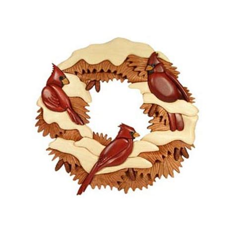 Cardinal Wreath Intarsia Plan Intarsia Patterns Intarsia Intarsia Wood