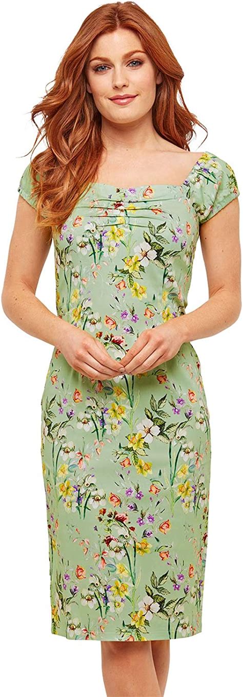 Joe Browns Womens Vintage Floral Dress Green 8 Uk Clothing