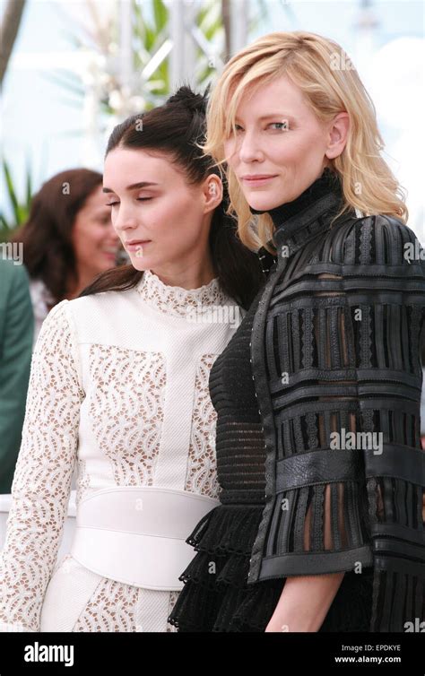 cannes france 17th may 2015 actress rooney mara and actress cate blanchett at the photocall