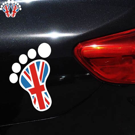2 X Funny Car Stickers British Flag Footprint Car Decals Body
