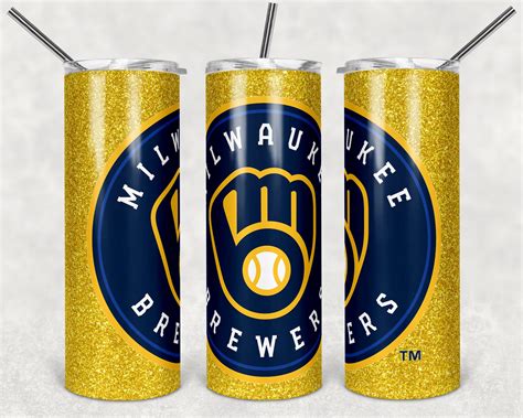Milwaukee Brewers Baseball Full Tumbler Tapered And Straight Etsy
