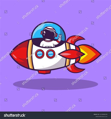 Cute Cartoon Astronaut On Moon Rocket Stock Vector Royalty Free