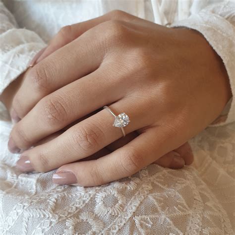 094 Ct Moissanite Pear Shaped Engagement Ring Fleta