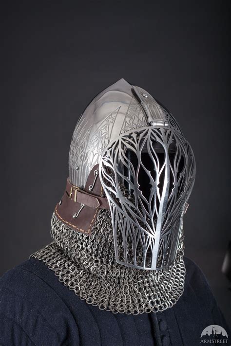 Foliate Medieval Helmet Visor Medieval Helmets Helmet Armor