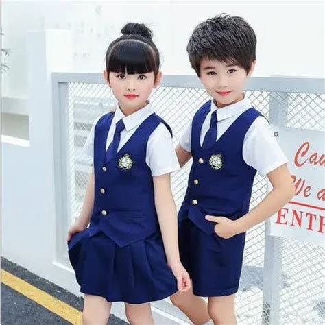 Cotton Blue And White Kids School Uniform Size 16 44 At Rs 325set In