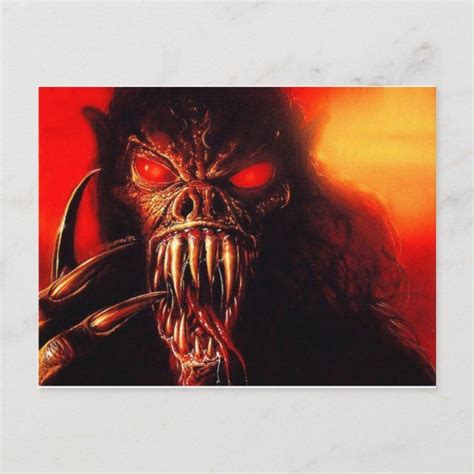 Monster Red Eyes With Fangs Postcard Zazzle Red Eyes Monster Postcard