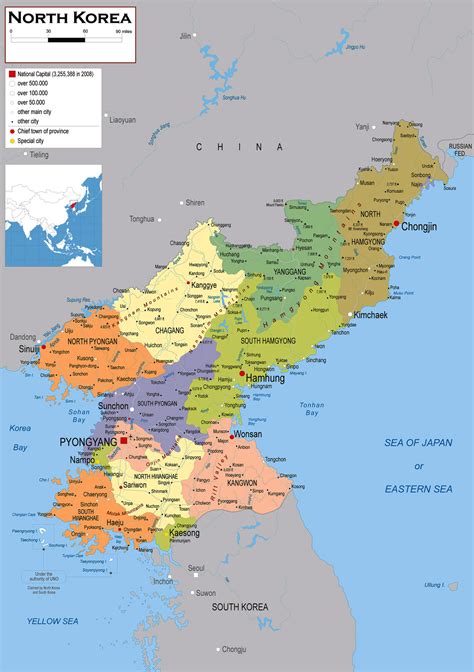 Prior to the division of the peninsula, it was simply. Large political and administrative map of North Korea ...