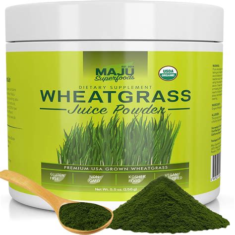 Organic Wheatgrass Juice Powder Large Size Premium Wheatgrass Supplement By Maju Superfoods