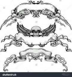 Gothic Banner Skull Grungevintage Design Tshirts Stock Vektorgrafik