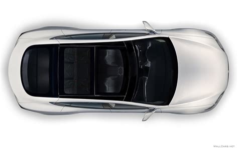 Фото обои Вид сверху на белую Tesla Model S Тесла Модель С крыша люк