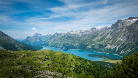 View Over Lake Sils Engadin Switzerland Stock Photo Image Of