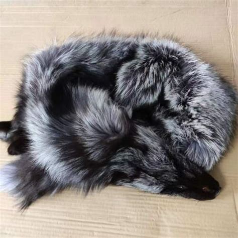 1x Tanned Silver Fox Skin Fur Pelts Soft Dense Real Leather Hides 39 47