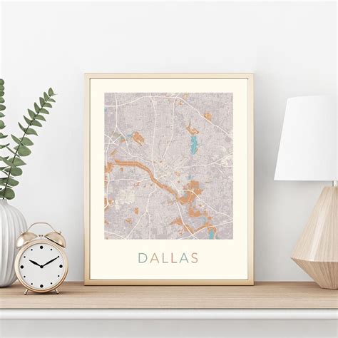Dallas Map Dallas Poster Dallas Print Map Of Dallas Dallas Etsy
