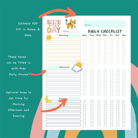 Morning Routine Chart Chore Chart For Kids Kids Daily Duties Editable