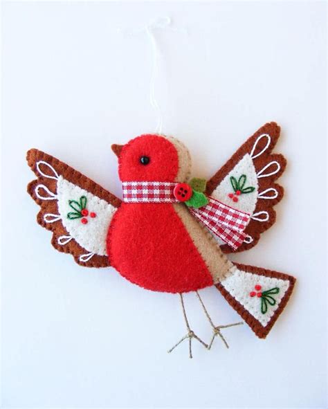Felt Pdf Sewing Pattern Flying Robin Christmas Tree Ornament