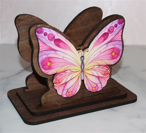 Unique Pink Butterfly Napkin Holder Made From Solid Pine Wood Etsy