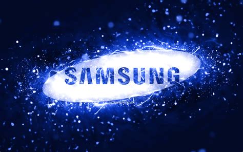 Descargar Fondos De Pantalla Samsung Logo Bleu Foncé 4k Néons Bleu