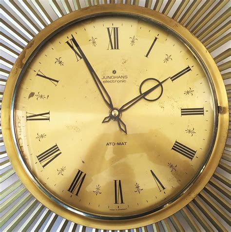 Mid Century German Junghans Sunburst Clock At 1stdibs