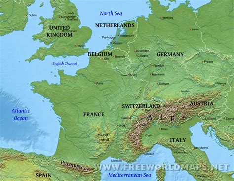 Western Europe Physical Map Gambaran