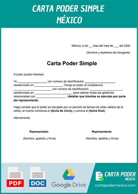 Carta Poder Simple《 Ejemplos Y Formatos 》2022 ️