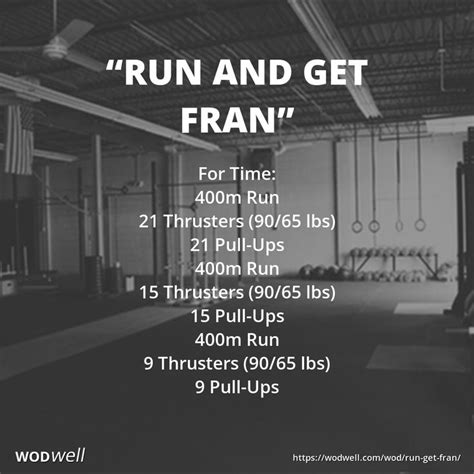 Run And Get Fran Workout Crossfit Anarchy Benchmark Wod Wodwell