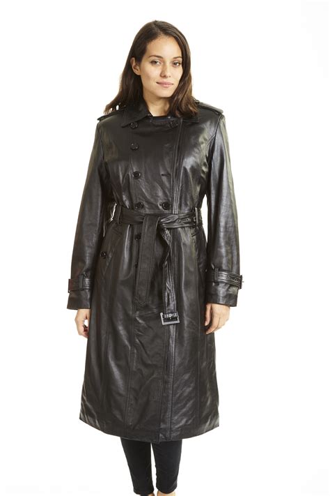 Excelled Womens Plus Size Lambskin Leather Trench