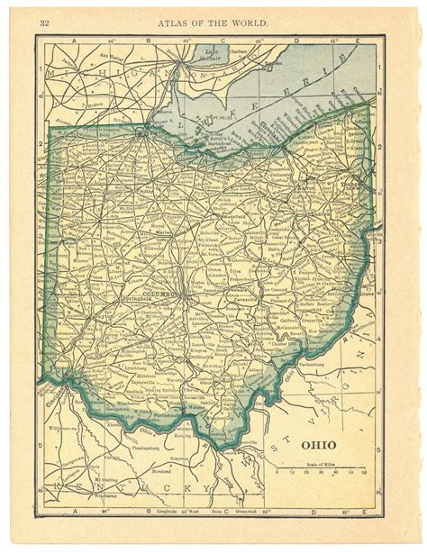 1908 Vintage Atlas Map Page Tennessee On One Side And Ohio On The