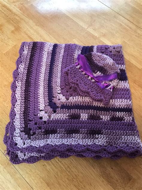 Purple Baby Blanket Handmade Crochet 285 Baby Blanket Etsy