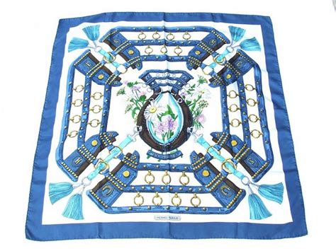 Authentic Hermes Silk Scarf Aux Champs Latham Blue 90 Cm At 1stdibs