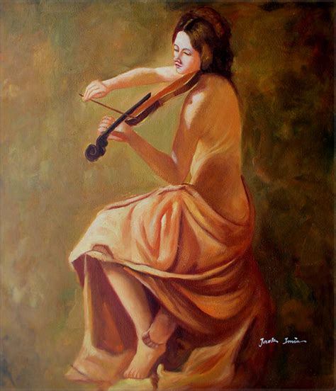 Framed Semi Nude Violin Player Hand Painted Oil Painting 20x24in EBay