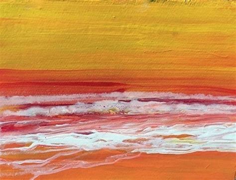 Abstract Seascape Painting Sunset I By California Artist Cecelia