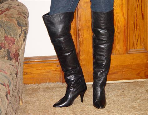 Ebay Leather Vintage Poppies Black Leather Otk Boots