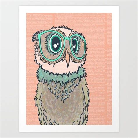 Owl Wearing Glasses Ii Art Print By Sara Robish Andrews Art Prints
