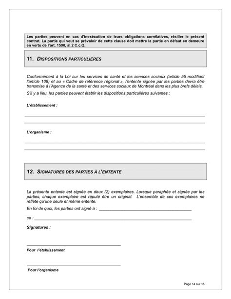 Modèle Dentente De Services Canada Doc Pdf Page 14 Sur 15