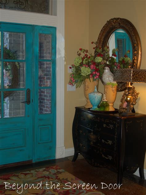 Front door wreaths are perfect year round. More Turquoise Front Doors - Sonya Hamilton Designs