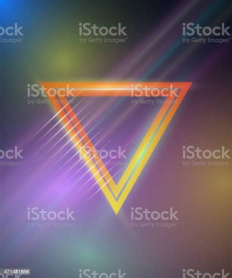 Retro Disco 80s Neon Poster Made In Tron Style Triangles Stock