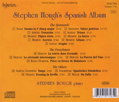 Stephen Houghs Spanish Album Granados Cd Album Muziek