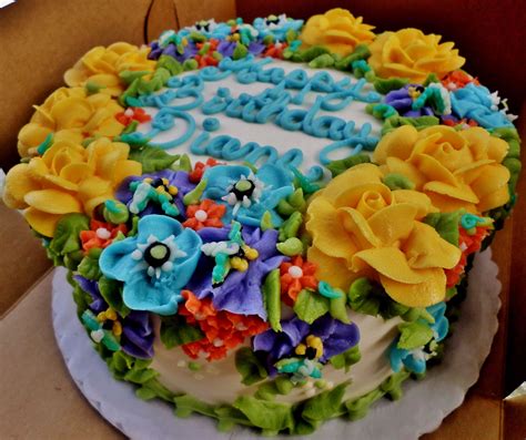 Floral Cake In Buttercream Roses Forget Me Nots Pansies Coral