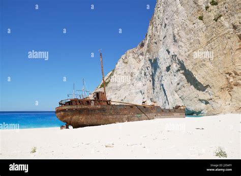 Shipwreck Of Navagio Beach At Zakynthos Stock Photo Alamy