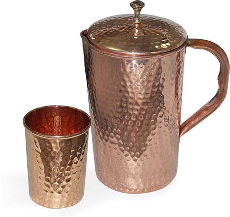 Chirstmas Sale Dungri India Craft Copper Water Pitcher Jug 1600 Ml 54 Oz And 1