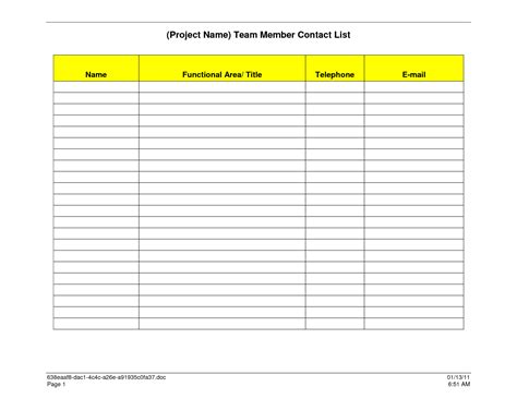 7 Best Images Of Printable Contact List In Excel Free Excel Contact