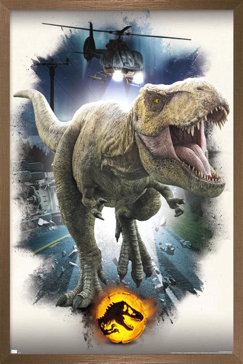 Jurassic World Dominion T Rex Focal Wall Poster 14725 X 22375 Framed