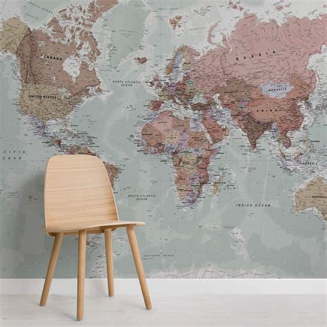 Classic World Map Wallpaper Mural Hovia World Map Mural World Map The