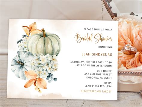 Pumpkin Bridal Shower Invitation Autumn Bridal Shower Invite Etsy