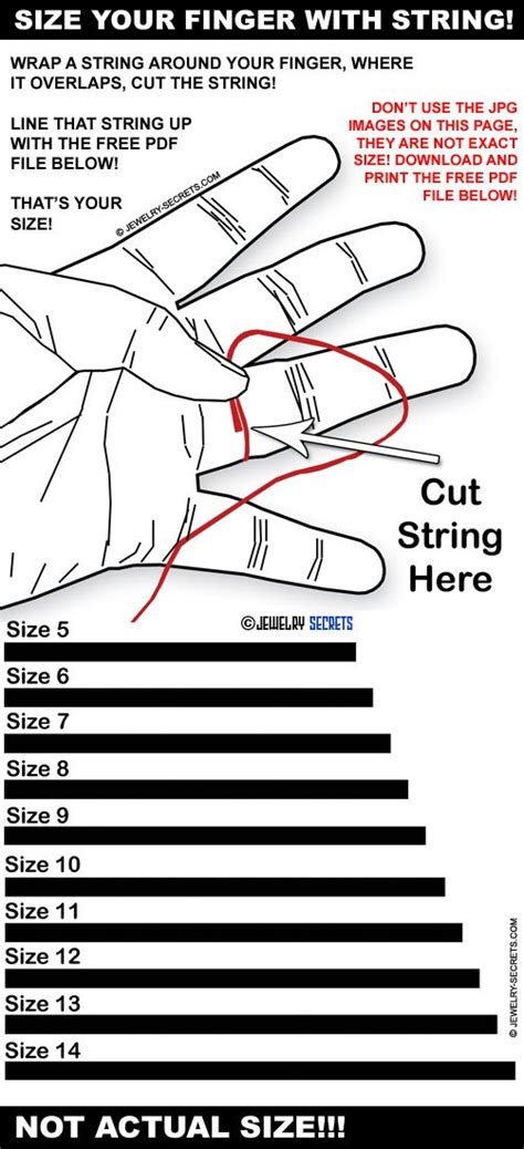 printable ring finger size chart jewelry secrets