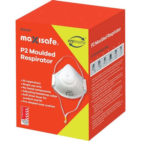 P Maxisafe Disposable Pre Moulded Respirator Unvalved Pck P Respirator Mask Rodburn